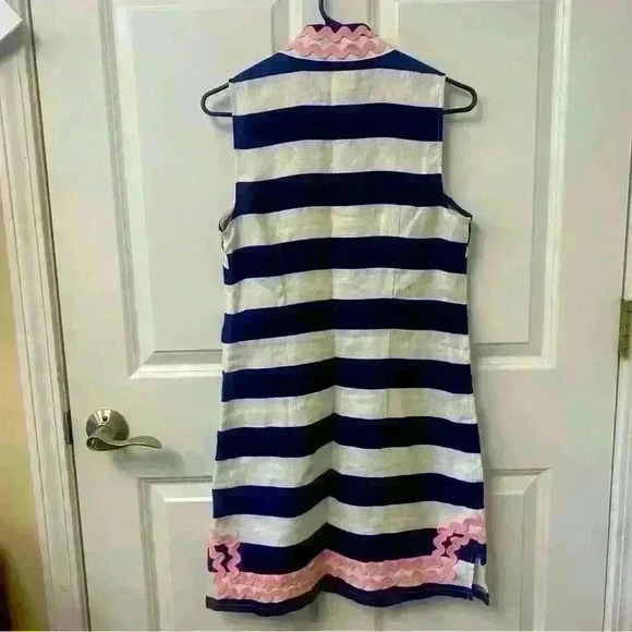 NWOT Sail To Sable Sleevless Classic Tunic w/ Ric Rac detail- Navy/White Stripes - Picture 6 of 9